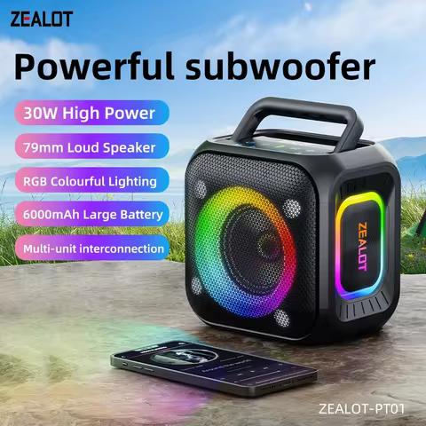 ZEALOT-PT01 Bluetooth 5.4 Speaker 30W Portable Outdoor Speaker with IPX6 Waterproof, 12H Playtime,fo