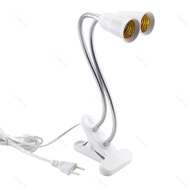 Double Head Led Lamp Holder E27 Socket Flexible Clip On Off Switch Lamp Desk Light LED Bulb  MY20B