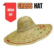 20" Grass Straw Farmer Hat Cap / Topi Rumput Jerami Petani / BIG STRAW SUN SHADE HAT / HAT FARMER Gr