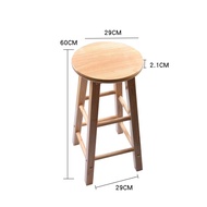 60/70/80cm Full Solid Rubber Wood Bar Stool Chair Wooden Bar Chair High Chair Kerusi Bar Tinggi Bang
