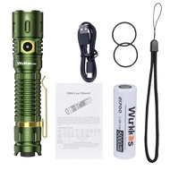 Wurkkos สวิตช์ด้านข้างสวิตช์ยุทธวิธีท้ายแบบชาร์จไฟได้ TD04 21700ปุ่มกดคู่ลูเมนไฟฉายยุทธวิธีสูง3000LM