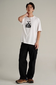 Mc JEANS เสื้อยืดแขนสั้นผู้ชาย ทรงโอเวอร์ไซส์ คอกลม สีขาว (The Journey Collection – เดอะ เจอร์นี่) M