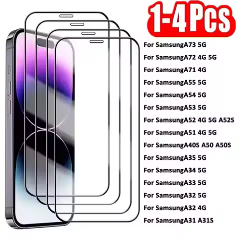 1-4PCS 9D Full Cover Tempered Glass For Samsung Galaxy A55 5G A35 A34 A52s A52 A33 A32 A72 A73 A51 A