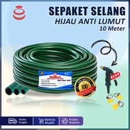 Kepala Semprotan Selang Air Hijau 10 meter Tebal 2 mm Fleksibel Anti Lumut dengan Jet Spray COD