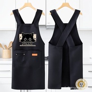 Cute Cat Pattern Apron Pure Cotton Breathable Oil-proof Catering Kitchen Apron Work Clothes Stain-re
