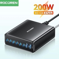 ROCOREN 200W 8 PORT USB C PD HIGH SPEED CHARGER DESKTOP FAST CHARGING