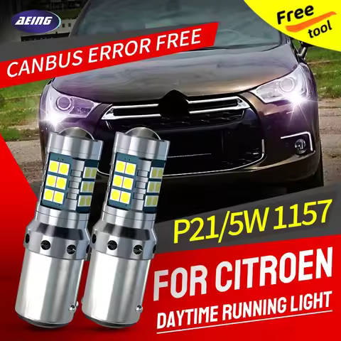 2pcs P21/5W Car LED Blubs Daytime Running Lights DRL Canbus Error Free For Citroen C4 MK2 B7 Hatchba