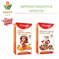 Vitasen Daily Multivitamin Plus Lysine Chewable Tablet ( Orange | Chocolate ) 30'S - For Kids Growth
