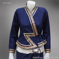 เสื้อเจ้านาง JAONANG-02 เสื้อเจ้านางดิ้นเงินสีน้ำเงิน เนื้อผ้าชินฝ้ายมัยอย่างดี