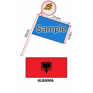Albania Hand Flag With Stick (14x21cm)/ Bendera Tangan Dunia Albania (14x21cm)