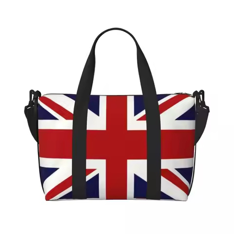 Custom Union Jack Flag Of The UK Tote Bag Women Big Capacity Gym Beach Travel Bags
