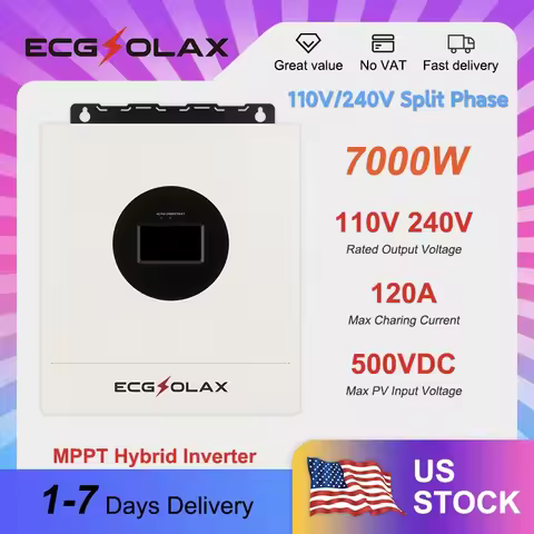 ECGSOLAX 7KW Hybrid Solar Inverter 110V/240V 48V Split Phase Solar Hybrid Inverter Built-in WiFi Wit