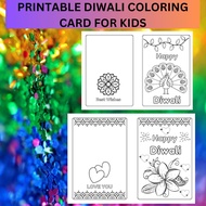 Diwali Coloring Pages for Kids, Diwali Card for Coloring, Kad Deepavali untuk mewarna, Latihan mewar