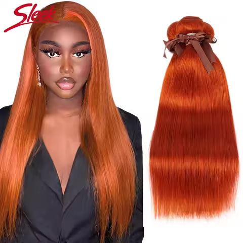 Sleek Malaysia Ginger Orange Straight Hair Weave Bundles Deal Human Hair Extension 8 To 28 Inch Remy