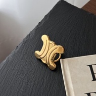 CELINE 賽琳 Triomphe Logo 法國製 金色 胸針