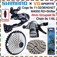 ▥﹉Shimano shifter 9 speed Groupset M4000 Alivio RD 9 speed MTB Bike Cassette cogs 9 speed 11-40T/42T