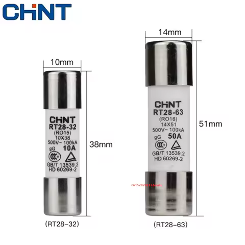 CHINT RT28-32 (RO15) 10X38 RT28-63 (RO16) 14X51 500V 2A 10A 16A 20A 25A 32A 40A 50A 63A Ceramic Fuse