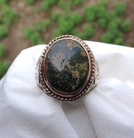 Natural Pirus Persia Hijau Kedondong Ring Perak 925 HM Ukir