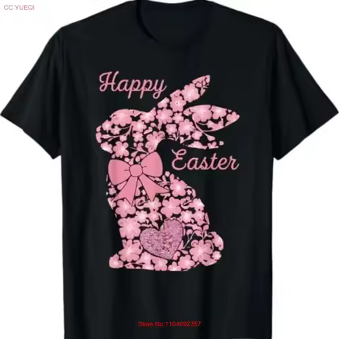 Happy Easter Pink Floral Chinoiseries Bunny Coquette Bow T Shirt vintage Washed Stretched Breathable