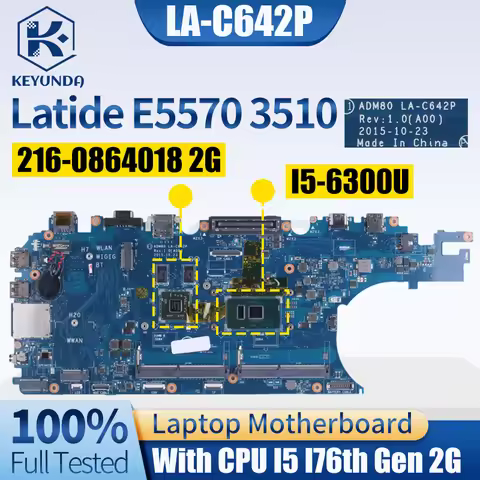 For Dell Latitude E5570 3510 Notebook Mainboard LA-C642P 0GVKV9 0J1PDD i5 i7 6th Gen 2G Laptop Mothe