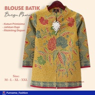 Blouse Batik Solo Motif Bunga Mawar / Atasan Batik Wanita Modern Kekinian / Baju Batik Wanita Motif 