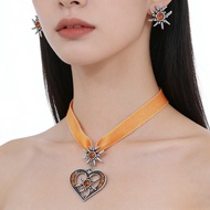 Love Diamond Necklace Ladies Set Beer Festival Edelweiss Pendant Light Luxury High-End Jewelry Acces