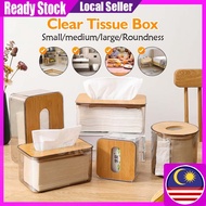 Transparent Tissue Holder Box Home Kitchen Plastic Tissue Box Office Organize Table Tissue Box Woode