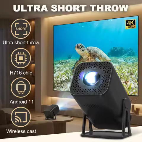 2026 New HD Portable Projector 550ANSI 720P Native Supported 1080P Android 11 WiFi6 For Movies Home 