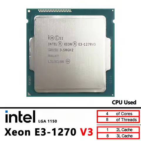 Used Intel Xeon E3-1270 v3 E3 1270v3 3.5 GHz 4C/8T L2=1M L3=8M 80W LGA 1150