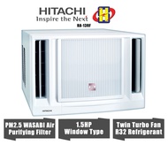 Hitachi Window Type Air Conditioner (1.5HP) Twin Turbo Fan PM2.5 Wasabi Air Purifying Filter AirCond RA-13RF