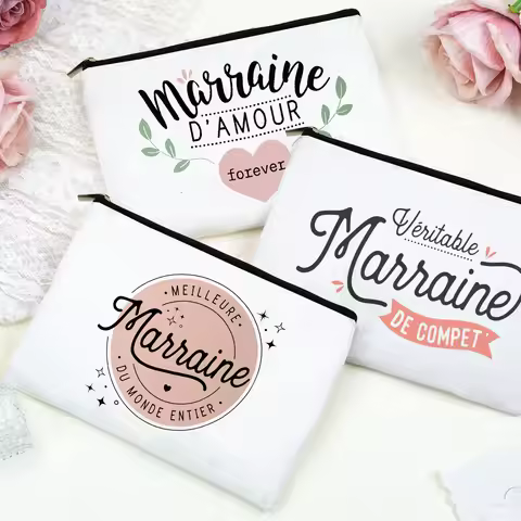 Best Godmother In World Love You Forever Print Cosmetic Bag Pouch Travel Toiletry Organizer Bags Gif