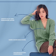 CABLE CARDY kardigan rajut kepang jumbo wanita panjang cardigan