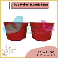 Pot Bunga Merah Bata Coklat Basic Polos Ukuran 15 17 20 25 30 Pot Tanaman Buah Bunga Besar Hias Murah Gold Plastik Coklat Bata