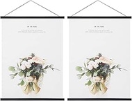 Miaowater 2 Pack Magnetic Poster Frame Hanger,11x14 11x17 11x22 Light Wood Wooden Magnet Frames Hangers for Photo Picture Art Canvas Print Artwork Wall Hanging Black 11''