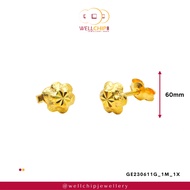 WELL CHIP Flower Studs Earrings - 916 Gold/Anting-anting Kancing Bunga- 916 Emas