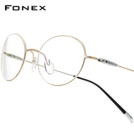 FONEX Gọng Kính Hợp Kim Titan Kính Mắt Nam Hình Bầu Dục Cổ Điển Retro Mới 2022 Gọng Kính Siêu Nhẹ Ch