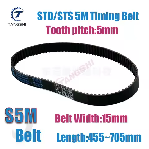 S5M Rubber Closed Loop Timing Belt Width 15mm Length 455mm~705mm STD/STS5M 455 460 470 500 525 540 5