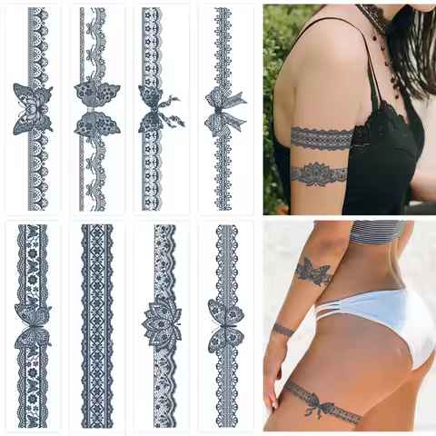 8 Sheets Semi-permanent tattoo, Lace temporary tattoo,Mandala arm fake tattoo， waterproof tattoo - l