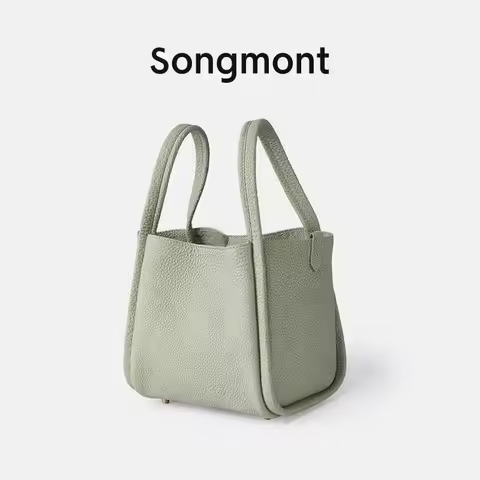 Songmont Bucket Bag Top Grain Leather Structured Tote Magnetic Closure Multi Pockets 2025 New Minima