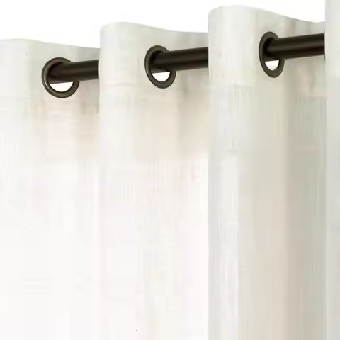 Grommet Linen Curtains 96 Inch Long 2 Panel Set, Thick Sheer Floor to Ceiling Curtain 8FT Length, Oi