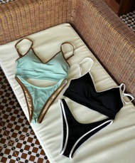 K Swimwear T2335 ชุดว่ายน้ำ ทูพีช เว้าสูง แต่งแถบ