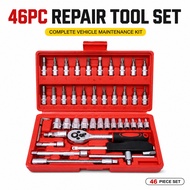 Ratchet Socket Set 46Pcs Motorcycle Tool Kit Portable Mechanics Repair Tool Stainless Steel DIY