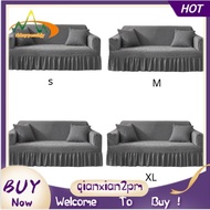 【rbkqrpesuhjy】Sofa Cover Sofa Seersucker Textured Sofa Protector with Pleated Skirt for L-Shape U-Shape &amp; Sectional Sofa