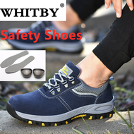 Brand WHITBY Safety Shoes (3 วันมาถึง) รองเท้าทำงานสำหรับผู้ชายและผู้หญิงลื่นรองเท้ากันแทงขนาดบวกรองเท้านิ้วเท้าเหล็กสำหรับผู้ชายรองเท้าหนัก