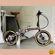 Fnhon Gust 18” • 10 Gears Shimano • Litepro Schwalbe • Folding Foldable Foldie Fold Bicycle Bike • Rose Gold • 349 tyres 16” inches • Velocity Crius Master Blast Tornado Dahon Tern Bifold Trifold • Customise My Bicycle •