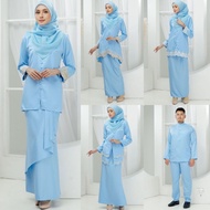 (XS - 5xl) BABY BLUE KURUNG MODERN Umbrella LACE KEBAYA MINI LACE BAJU MELAYU PLUS SIZE NIKAH TUNANG DINNER RAYA