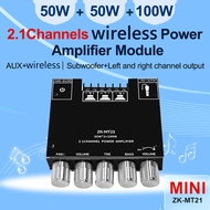 ZK-MT21 2.1Channel Bluetooth Amplifier Board 50Wx2+100W HiFi Subwoofer Stereo Amplifier Board C15H/C50L/C100L AMP Board AUX inpu