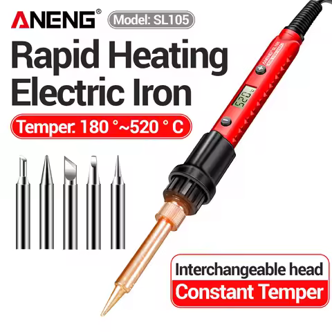 Electric Soldering Iron LCD Digital Display Adjustable Temperature ANENG SL105 Portable 60W Electric