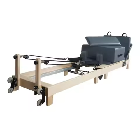 YTYIN Home Yoga Training Foldable Pilates Reformer Gym Fitness Foldable Pilates Reformer Maple Wood 