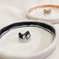 手捏白瓷貓貓小碟 飾品碟 醬料碟 香錐